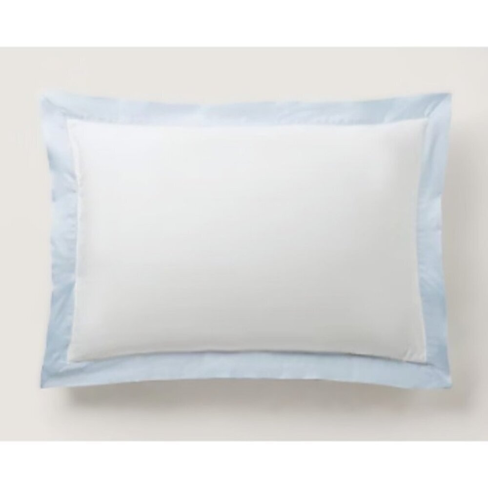 NEW Ralph Lauren Pillow Sham King Size Blue Hyacinth Organic Sateen Border NIB - Picture 1 of 7